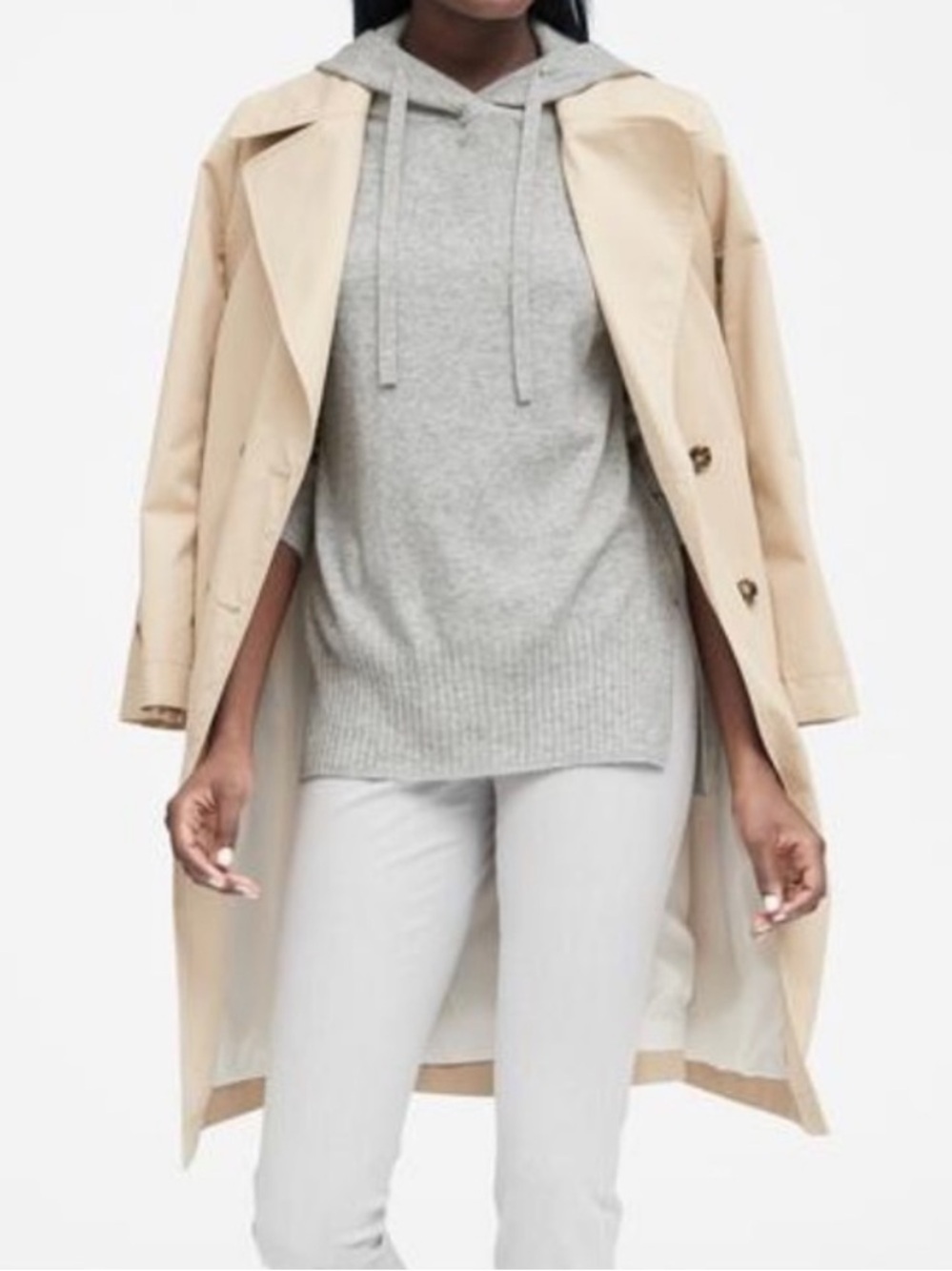 Fall Merino Wool Light Heather Grey Lightweight Hoodie Sweater - Banana Republic - Picture 5 of 17
